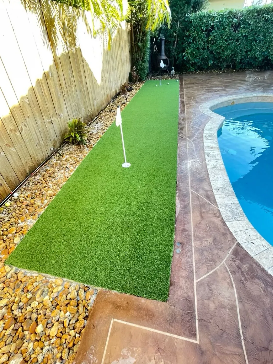 The same green after the repair, fresh and even