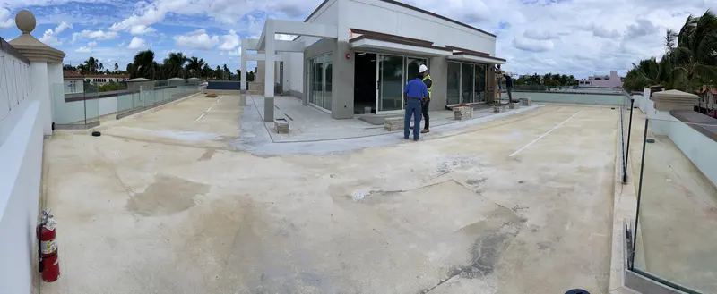 During the install: commercial rooftop terrace in West Palm Beach, FL